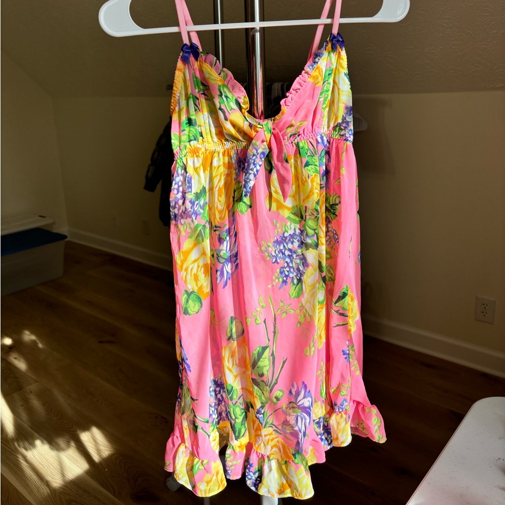 Vintage Betsey Johnson Floral Chiffon Lingerie Slip